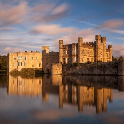 Leeds Castle rises majestically from the water in the glorious Kent countryside in Maidstone
