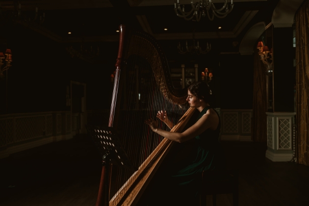 Harpist playing at the Bromley Court Hotel 