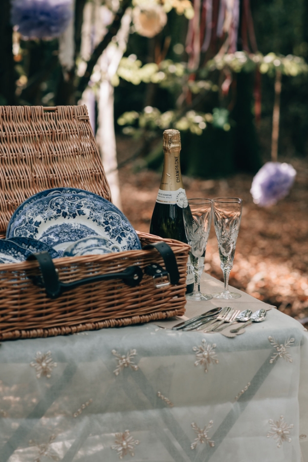 Intimate wedding breakfast picnic