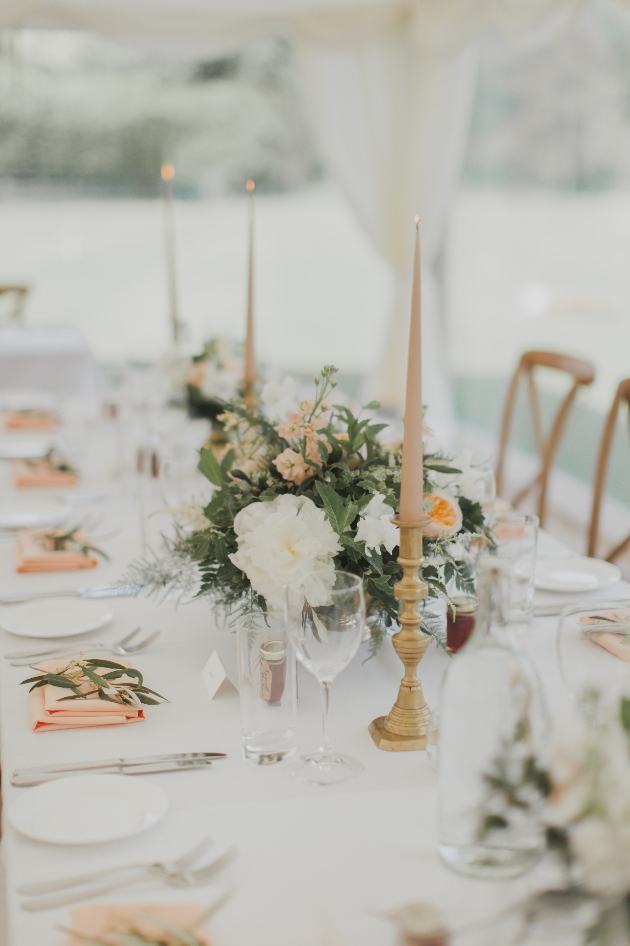 Tablescape with peach and ivory colour palette