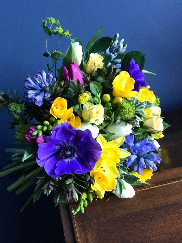 Bright spring colours bouquet by Flowers of Foxhall