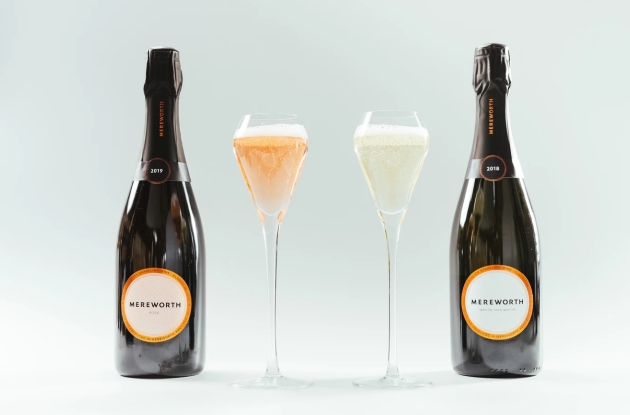 Mereworth's sparkling English wines with glasses