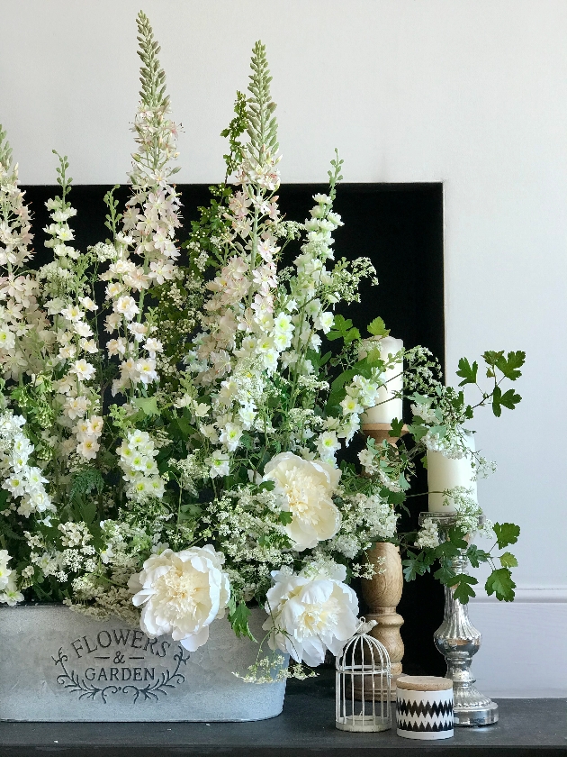 White faux flower arrangement