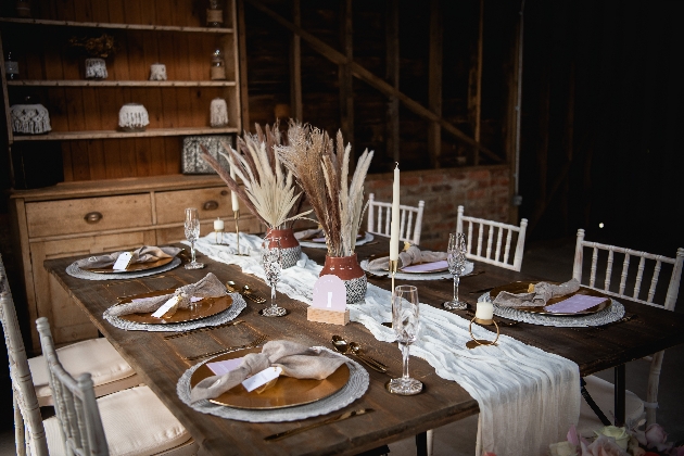 Gorgeous rustic wedding table layout