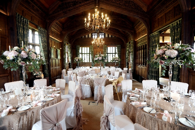 One of Hever Castle's historical rooms set up for a wedding
