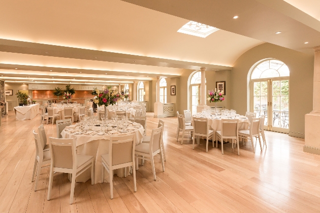 The Pavilion Restaurant at Hever Castle set up for a wedding 