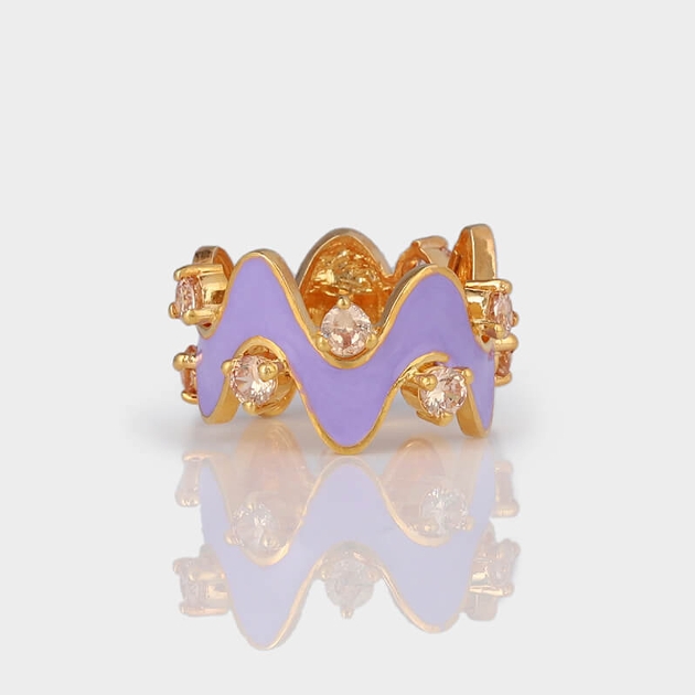 gold and purple heartbeat ring