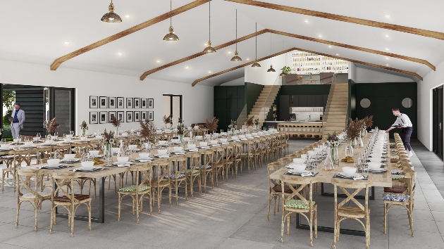 Impression of New Chapel House venue in Kent set up for a wedding