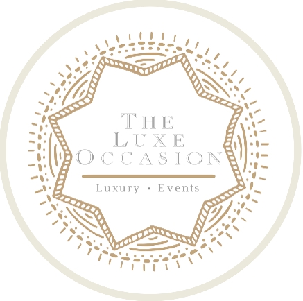 gold and white logo for The Luxe Occasion