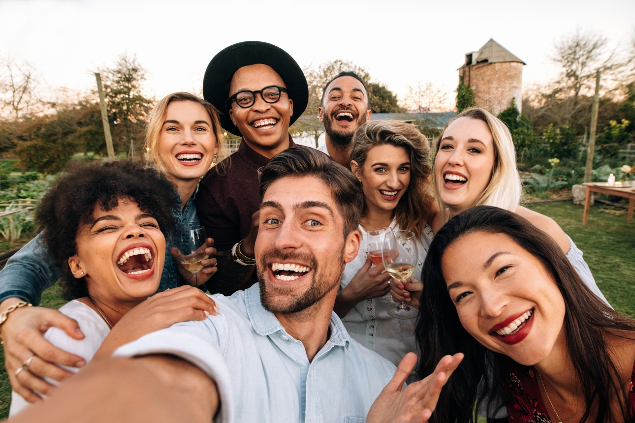 group of people taking a selfie
