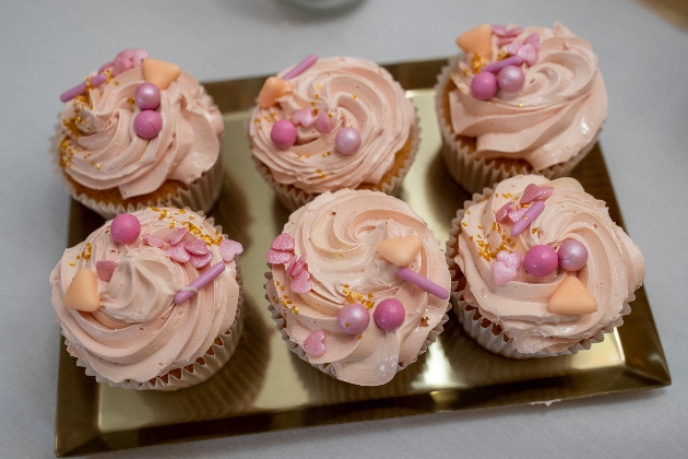 pink decorated cupcakes