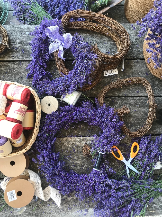 Wicker and lavender hearts ideas for using lavender at weddings Castle Farm Sevenoaks