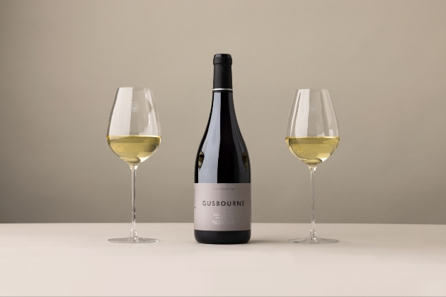 Gusbourne wine with two glasses