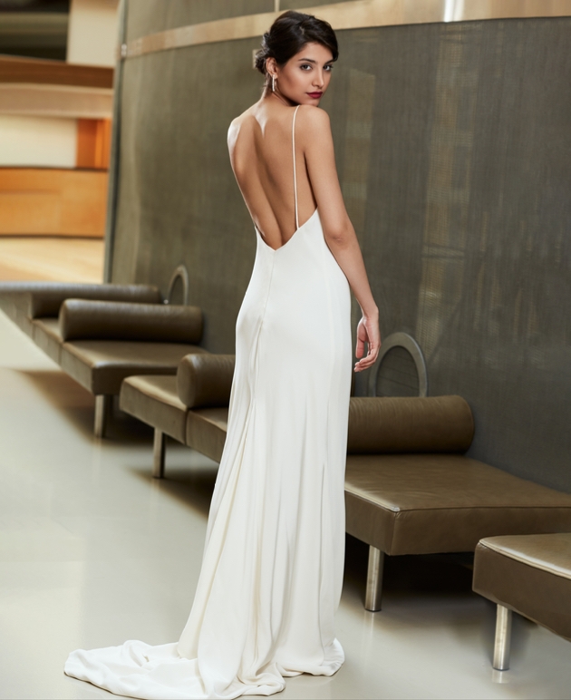 A strappy bridal dress by wedding dress designer Sabina Motasem