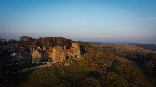 Lympne Castle and surrounding landscape