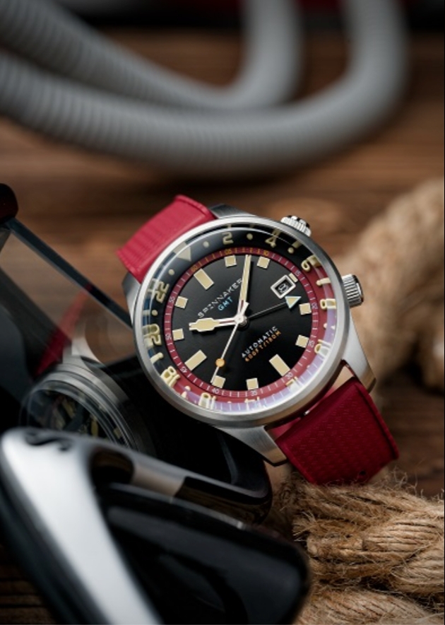 A red and black watch