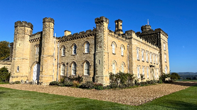 The exterior of a large castle