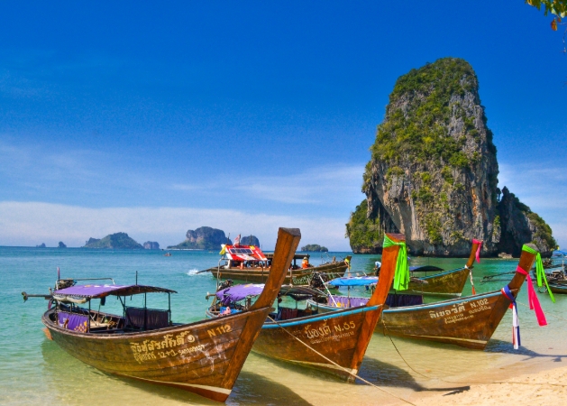 A true tropical paradise, Thailand boats on a beach