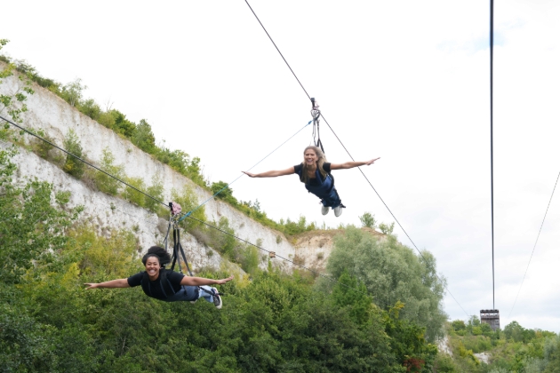 England’s Fastest Zipline two people on it 