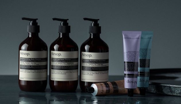 Aesop soaps and creams display